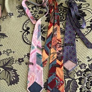 Trussardi Pink, Orange, and Blue Patterned Ties